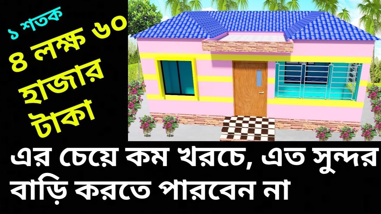 ৪ লক্ষ ৬০ হাজার টাকায় ১ শতক জমির উপর সুন্দর বাড়ির ডিজাইন ও প্লান | Free 2 bedroom small house Design