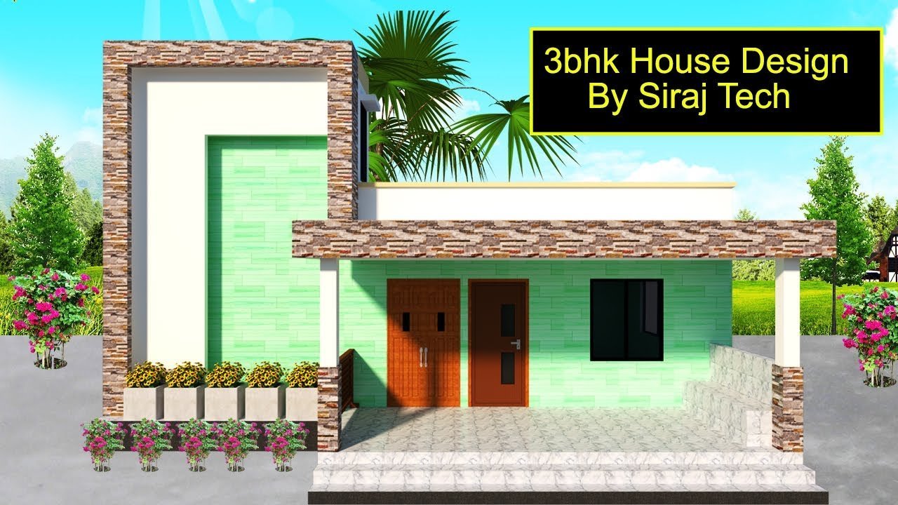 3bhk house design and floor plan – একতলা বাড়ির ডিজাইন ও খরচ